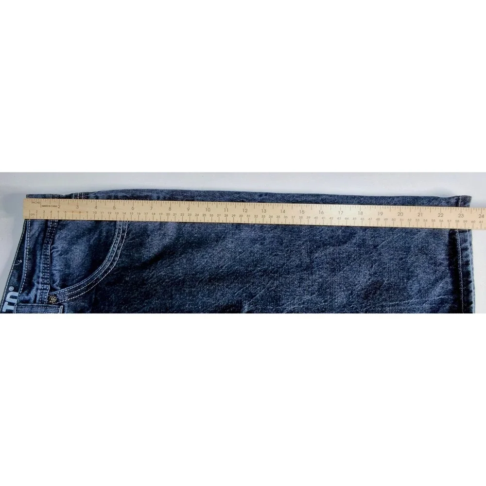 Y2K Ecko Unltd Denim Shorts Mens 32 Blue Baggy Embroidered Pockets Jorts